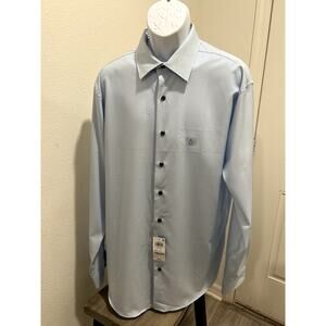 Alfani Mens Slim Fit Shirt Blue White Neck 17-17.5 Sleeve 36/37 Button Up New